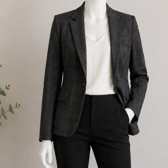 Ann Taylor LOFT Jackets & Blazers - Ann Taylor LOFT Womens Blazer Charcoal Gray Herringbone Wool Blend 0P